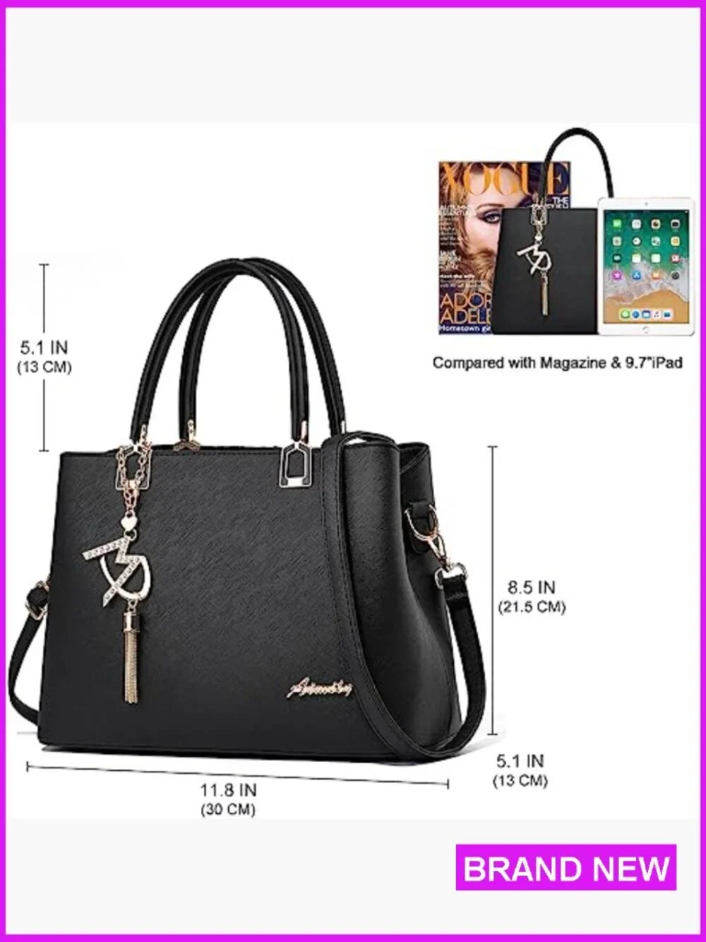 Classic Satchel Handbag Faux Leather Tote Shoulder Crossbody Bag Purse